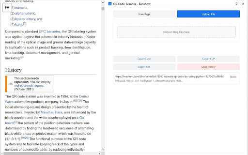 QR Code Scanner Funshow  from Chrome web store to be run with OffiDocs Chromium online