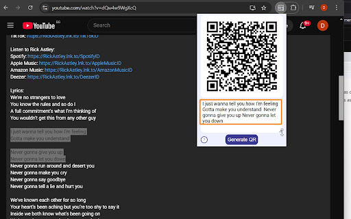 QR from selection  from Chrome web store to be run with OffiDocs Chromium online