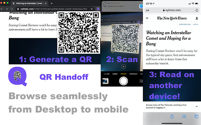 QR Handoff  from Chrome web store to be run with OffiDocs Chromium online