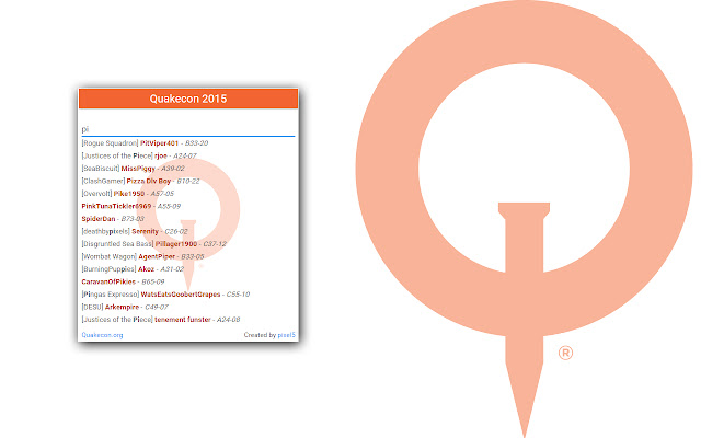 Quakecon BYOC Directory  from Chrome web store to be run with OffiDocs Chromium online