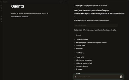 Quanta Browser Extension  from Chrome web store to be run with OffiDocs Chromium online