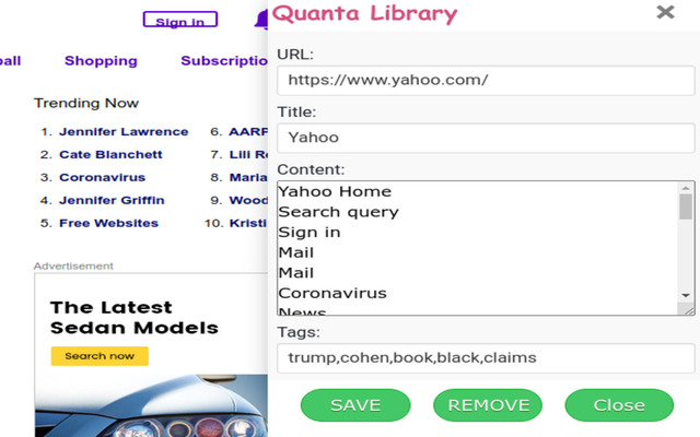 Quanta Library Online Bookmarking Tool  from Chrome web store to be run with OffiDocs Chromium online
