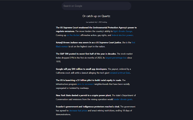 Quartz Daily Digest (Unofficial)  from Chrome web store to be run with OffiDocs Chromium online