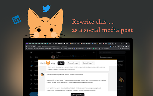 QueryKitty: ChatGPT context on any website  from Chrome web store to be run with OffiDocs Chromium online
