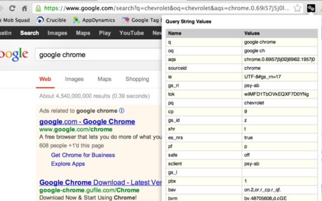 Query String Values  from Chrome web store to be run with OffiDocs Chromium online