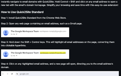 Quick2Site Standard  from Chrome web store to be run with OffiDocs Chromium online