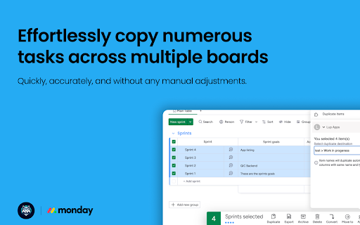 Quick Access to monday.com  from Chrome web store to be run with OffiDocs Chromium online