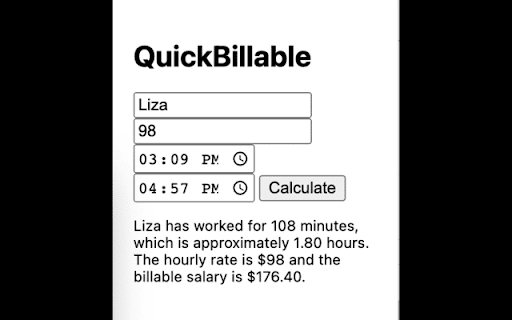 QuickBillable  from Chrome web store to be run with OffiDocs Chromium online