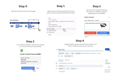 QuickCal  from Chrome web store to be run with OffiDocs Chromium online