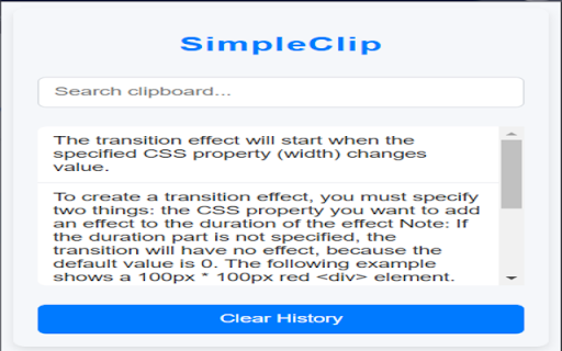 Quick Clipboard History  from Chrome web store to be run with OffiDocs Chromium online