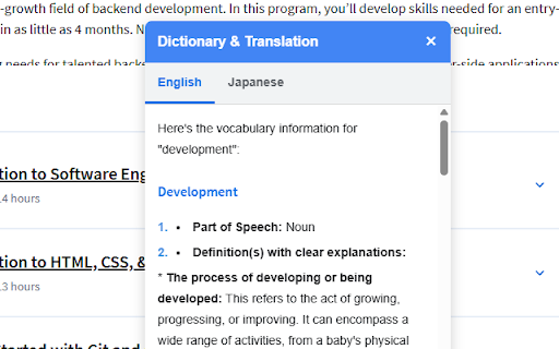 Quick Dictionary  Translator  from Chrome web store to be run with OffiDocs Chromium online
