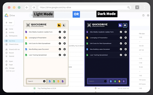 Quick Drive for Google Docs  from Chrome web store to be run with OffiDocs Chromium online