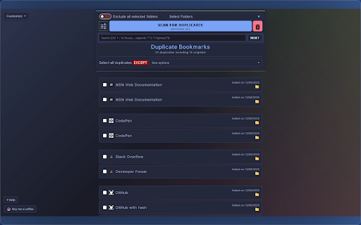 Quick Duplicate Bookmarks Finder  from Chrome web store to be run with OffiDocs Chromium online