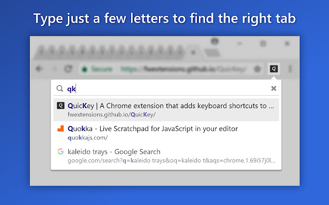 QuicKey – The quick tab switcher  from Chrome web store to be run with OffiDocs Chromium online
