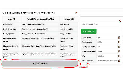 QuickFill AutoFill your any Web Details/Forms in one click  from Chrome web store to be run with OffiDocs Chromium online