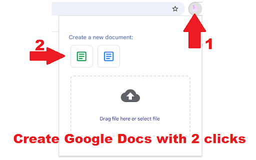 Quick Google Docs Create  from Chrome web store to be run with OffiDocs Chromium online