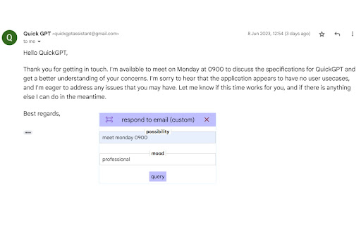 QuickGPT AI assistant  from Chrome web store to be run with OffiDocs Chromium online
