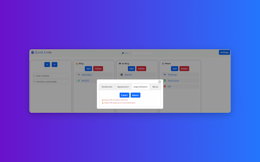 QuickLinks  from Chrome web store to be run with OffiDocs Chromium online