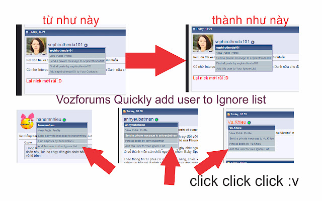Quickly add user to Ignore list  from Chrome web store to be run with OffiDocs Chromium online