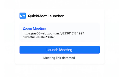 QuickMeet Launcher  from Chrome web store to be run with OffiDocs Chromium online