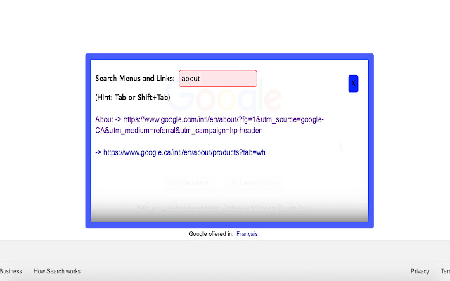 Quick Menu Search  from Chrome web store to be run with OffiDocs Chromium online