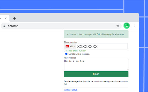 Quick Messaging for WhatsApp  from Chrome web store to be run with OffiDocs Chromium online