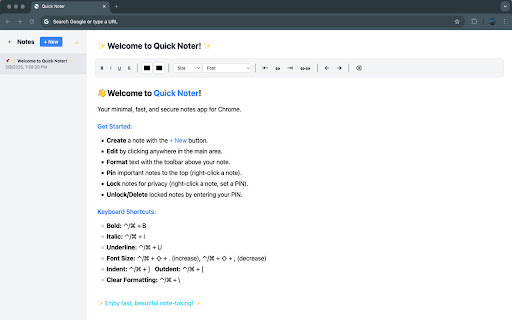 Quick Noter from Chrome web store to be run with OffiDocs Chromium online Quick Noter from Chrome web store to be run with OffiDocs Chromium online