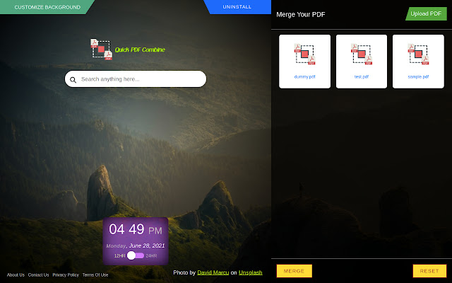 Quick PDF Combine Extension  from Chrome web store to be run with OffiDocs Chromium online