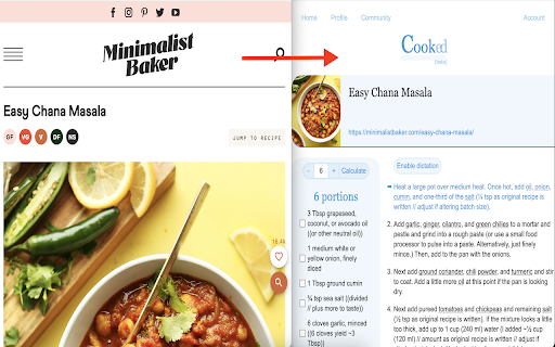 Quick Recipe  from Chrome web store to be run with OffiDocs Chromium online