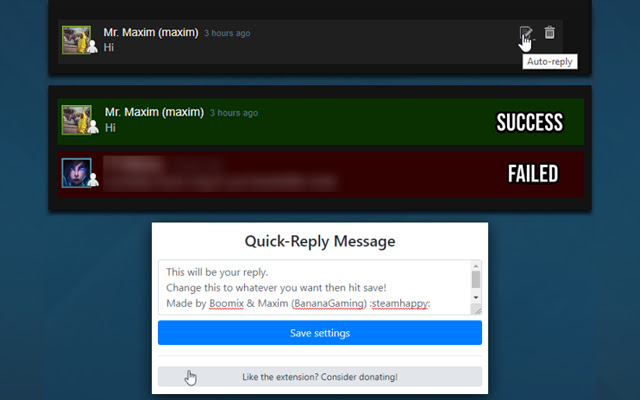 Quick Reply Steam Comments  from Chrome web store to be run with OffiDocs Chromium online