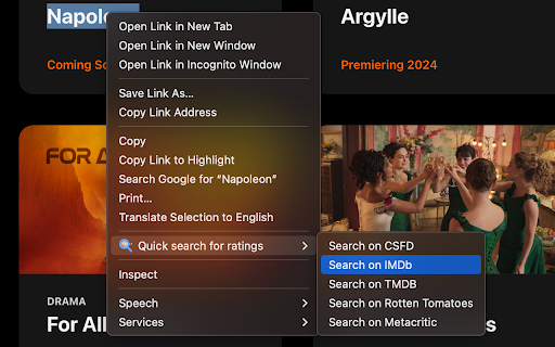 Quick Search for Ratings  from Chrome web store to be run with OffiDocs Chromium online