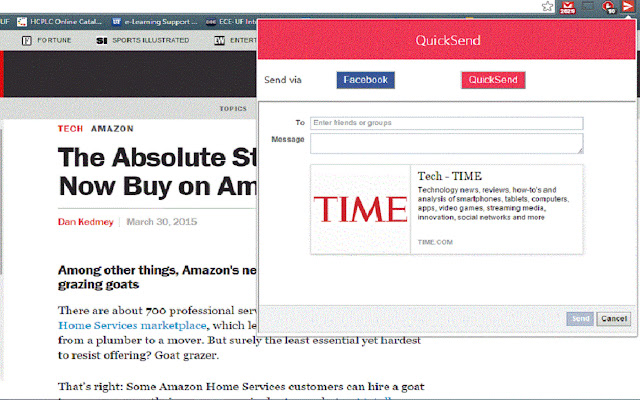QuickSend  from Chrome web store to be run with OffiDocs Chromium online