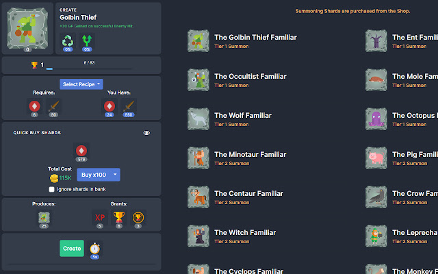 QuickShards for Melvor Idle  from Chrome web store to be run with OffiDocs Chromium online
