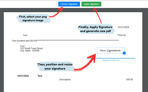 QuickSign  from Chrome web store to be run with OffiDocs Chromium online
