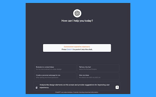 QuickVision: ChatGPT Vision with Screenshots  from Chrome web store to be run with OffiDocs Chromium online