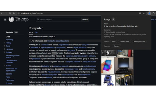 Quick Word Meaning  from Chrome web store to be run with OffiDocs Chromium online