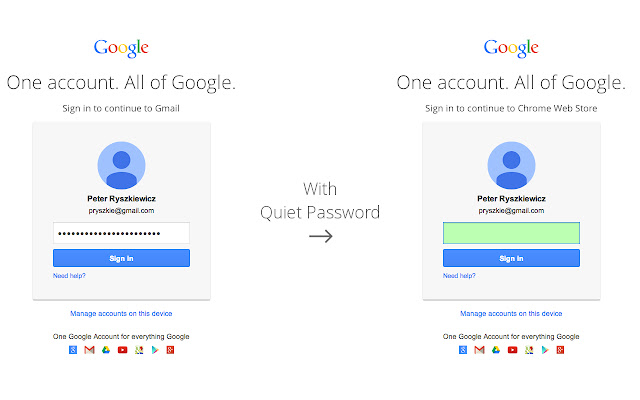 Quiet Password  from Chrome web store to be run with OffiDocs Chromium online