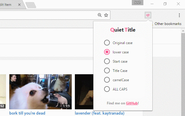 Quiet Title  from Chrome web store to be run with OffiDocs Chromium online