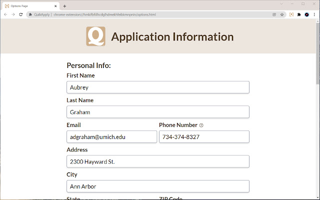 QuikApply  from Chrome web store to be run with OffiDocs Chromium online