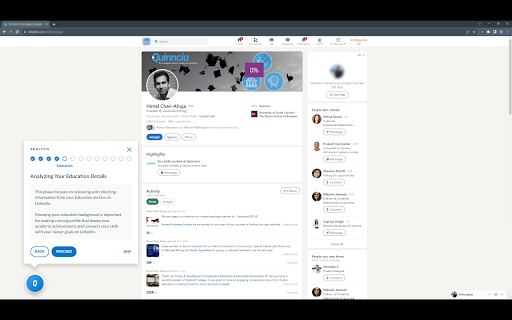 Quinncia Analysis Extension for LinkedIn  from Chrome web store to be run with OffiDocs Chromium online