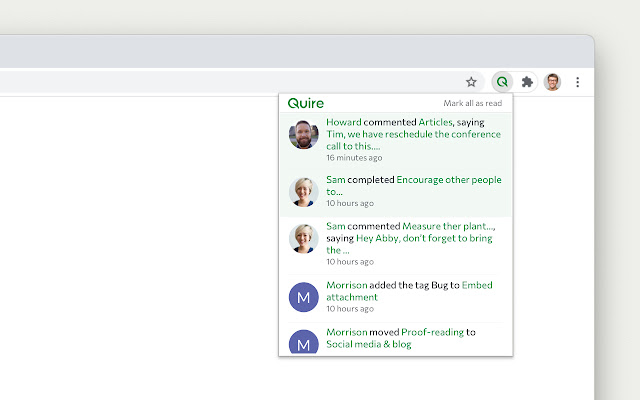 Quire  from Chrome web store to be run with OffiDocs Chromium online