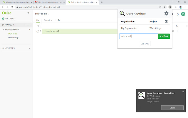 Quire Anywhere  from Chrome web store to be run with OffiDocs Chromium online