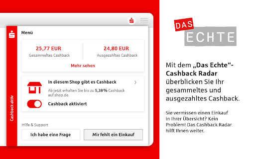 "Das Echte" Cashback Radar  from Chrome web store to be run with OffiDocs Chromium online