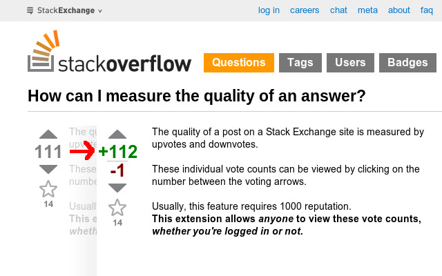 "View Vote totals" without 1000 rep  from Chrome web store to be run with OffiDocs Chromium online