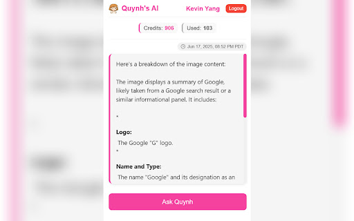 Quynhs AI  from Chrome web store to be run with OffiDocs Chromium online