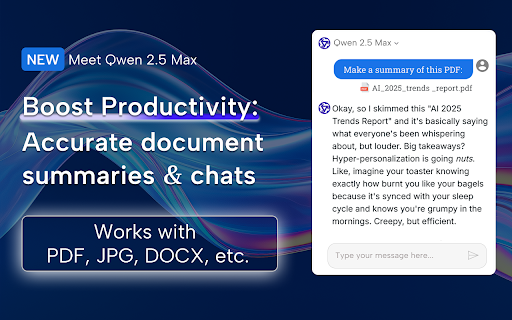 Qwen AI  from Chrome web store to be run with OffiDocs Chromium online