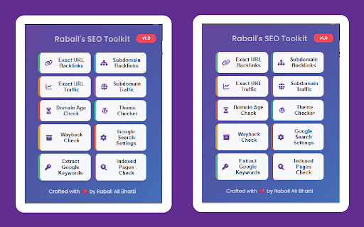 Rabails SEO Toolkit  from Chrome web store to be run with OffiDocs Chromium online