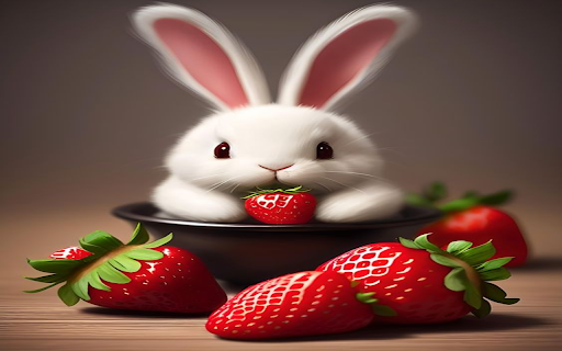 Rabbit and strawberry wallpaper  from Chrome web store to be run with OffiDocs Chromium online