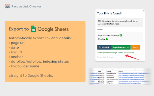 Racoon SEO Link Checker  from Chrome web store to be run with OffiDocs Chromium online