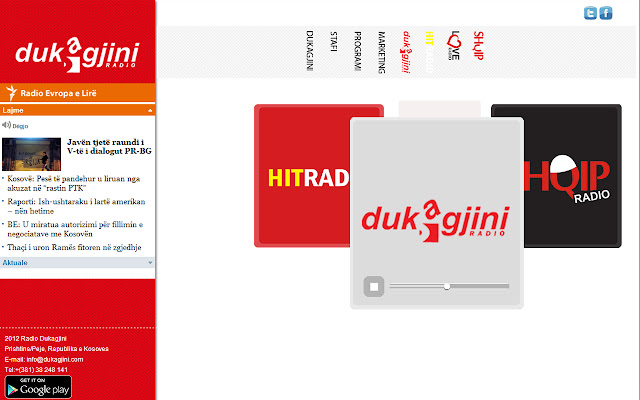 Radio Dukagjini Player  from Chrome web store to be run with OffiDocs Chromium online